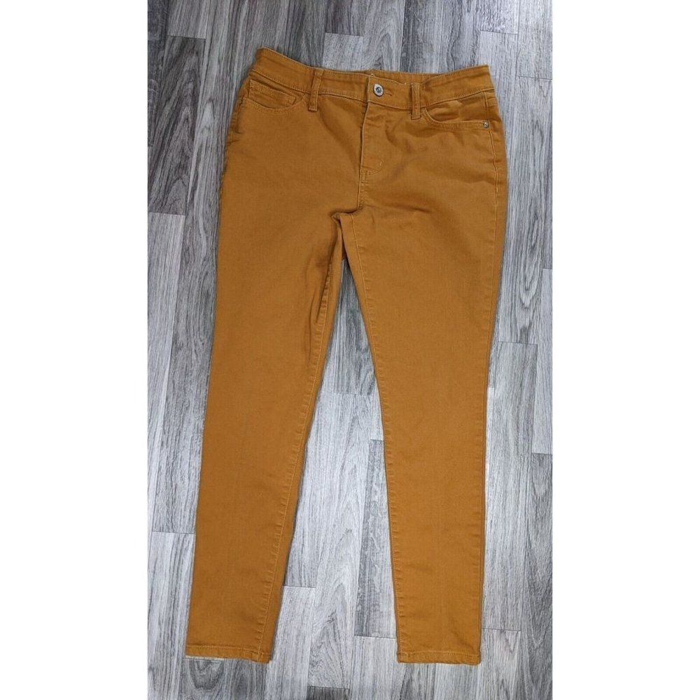 (3/$35) St. John's Bay Womens Size 8 Pockets Skinny Leg Orange Denim Jeans